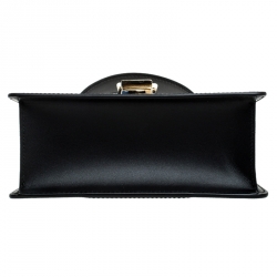 Pre Owned Gucci Black Leather Mini Web Chain Sylvie Top Handle Bag