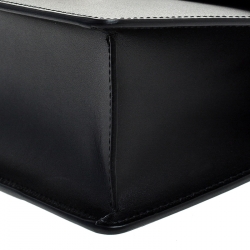 Pre Owned Gucci Black Leather Mini Web Chain Sylvie Top Handle Bag