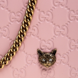 مملوكة مسبقًا Gucci Blush Pink Guccissima Leather Cat Head Chain Bag