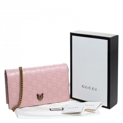 مملوكة مسبقًا Gucci Blush Pink Guccissima Leather Cat Head Chain Bag