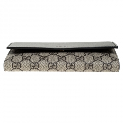 Gucci Beige/Black GG Supreme Canvas and Leather Flap Wallet