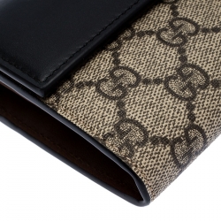 Gucci Beige/Black GG Supreme Canvas and Leather Padlock Continental Wallet