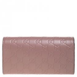 Gucci Pink Guccissima Leather Bow Continental Wallet