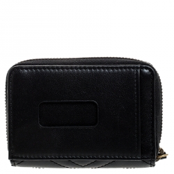 Pre Owned Gucci Black Matelasse Leather GG Marmont Card Case