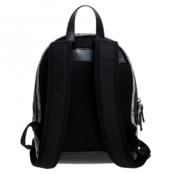 Pre Owned Gucci Beige/Black GG Supreme Canvas and Leather Small Eden Backpack