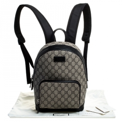 Pre Owned Gucci Beige/Black GG Supreme Canvas and Leather Small Eden Backpack