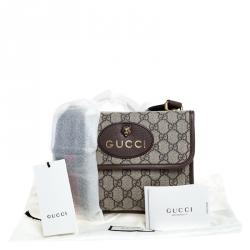 Pre Owned Gucci Beige GG Supreme Canvas and Leather Small Neo Vintage Messenger Bag