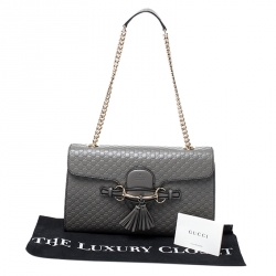 مملوكة مسبقًا Gucci Grey Microguccissima Leather Medium Emily Chain Shoulder Bag