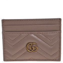 Gucci Beige Leather GG Marmont Card Holder