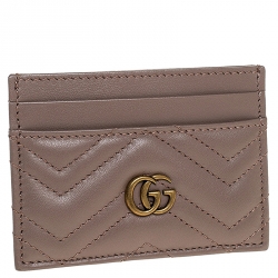 Gucci Beige Leather GG Marmont Card Holder