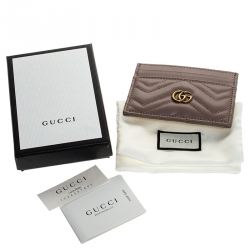 Gucci Beige Leather GG Marmont Card Holder