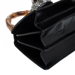 Pre Owned Gucci Black Leather Small Thiara Bamboo Top Handle Bag