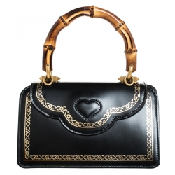 Pre Owned Gucci Black Leather Small Thiara Bamboo Top Handle Bag