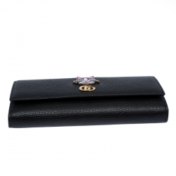 Gucci Black GG  Marmont Leather Flap Boston Wallet