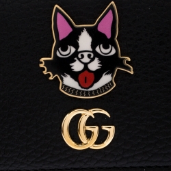 Gucci Black GG  Marmont Leather Flap Boston Wallet