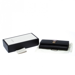 Gucci Black GG  Marmont Leather Flap Boston Wallet