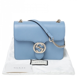 Gucci Light Blue Leather Interlocking G Shoulder Bag