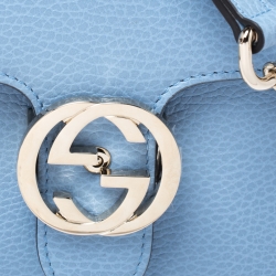 Gucci Light Blue Leather Interlocking G Shoulder Bag