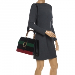 مملوكة مسبقًا Gucci Tri Color Leather Large Dionysus Bamboo Top Handle Bag