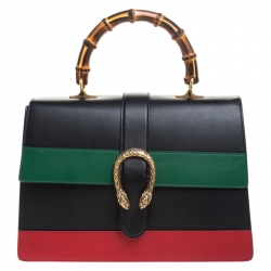 مملوكة مسبقًا Gucci Tri Color Leather Large Dionysus Bamboo Top Handle Bag