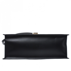 Pre Owned Gucci Black Web Chain Leather Sylvie Maxi Top Handle Bag