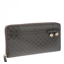 Gucci Grey Microguccissima Nice Candy Shine Zip Around Wallet
