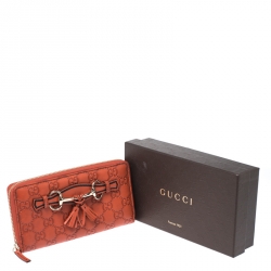 Gucci Orange Guccissima Leather Emily Zip Around Wallet