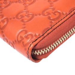 Gucci Orange Guccissima Leather Emily Zip Around Wallet