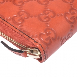 Gucci Orange Guccissima Leather Emily Zip Around Wallet