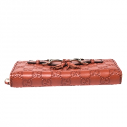 Gucci Orange Guccissima Leather Emily Zip Around Wallet