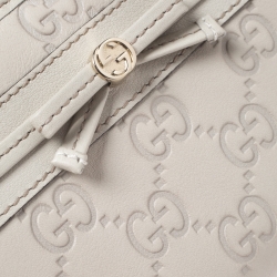 Gucci Off White Guccissima Leather Mayfair Zip Around Wallet