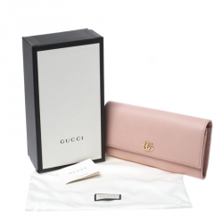 Gucci Light Pink Leather GG Marmont Continental Wallet