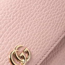 Gucci Light Pink Leather GG Marmont Continental Wallet