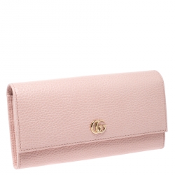Gucci Light Pink Leather GG Marmont Continental Wallet