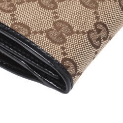 Gucci Beige/Black GG Canvas and Leather Wallet
