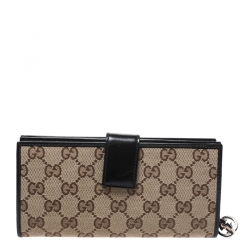 Gucci Beige/Black GG Canvas and Leather Wallet