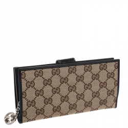 Gucci Beige/Black GG Canvas and Leather Wallet