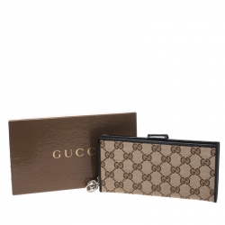 Gucci Beige/Black GG Canvas and Leather Wallet