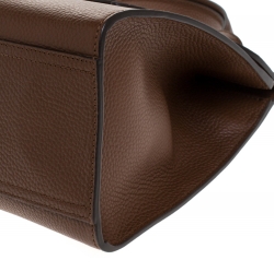 Pre Owned Gucci Brown Leather GG Marmont Top Handle Bag