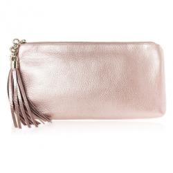 Pre Owned Gucci Broadway Metallic Leather Evening Clutch