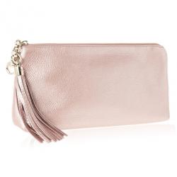 Pre Owned Gucci Broadway Metallic Leather Evening Clutch