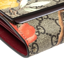 Gucci Beige Bird Print Supreme Canvas Continental Wallet