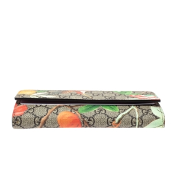 Gucci Beige Bird Print Supreme Canvas Continental Wallet