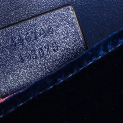 Pre Owned Gucci Blue Matelasse Velvet Mini GG Marmont Shoulder Bag