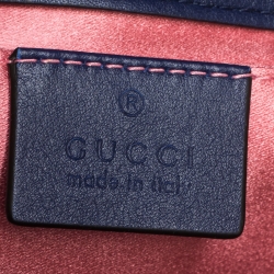 Pre Owned Gucci Blue Matelasse Velvet Mini GG Marmont Shoulder Bag