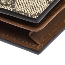 Pre Owned Gucci Beige GG Supreme Canvas Bird Embroidered Bifold Card Holder 
