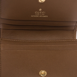 Pre Owned Gucci Beige GG Supreme Canvas Bird Embroidered Bifold Card Holder 