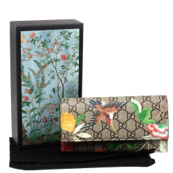Gucci Multicolor GG Supreme Tian Print Canvas Continental Flap Wallet