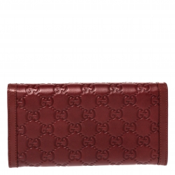 مملوكة مسبقًا Gucci Red Guccissima Leather Interlocking G Continental Wallet