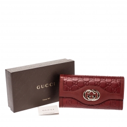 مملوكة مسبقًا Gucci Red Guccissima Leather Interlocking G Continental Wallet